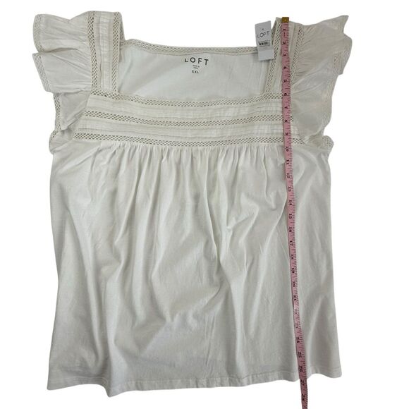 NEW Ann Taylor Loft Flutter Sleeve Bohemian Peasant Top XXL White Flutter Sleeve - Picture 10 of 10